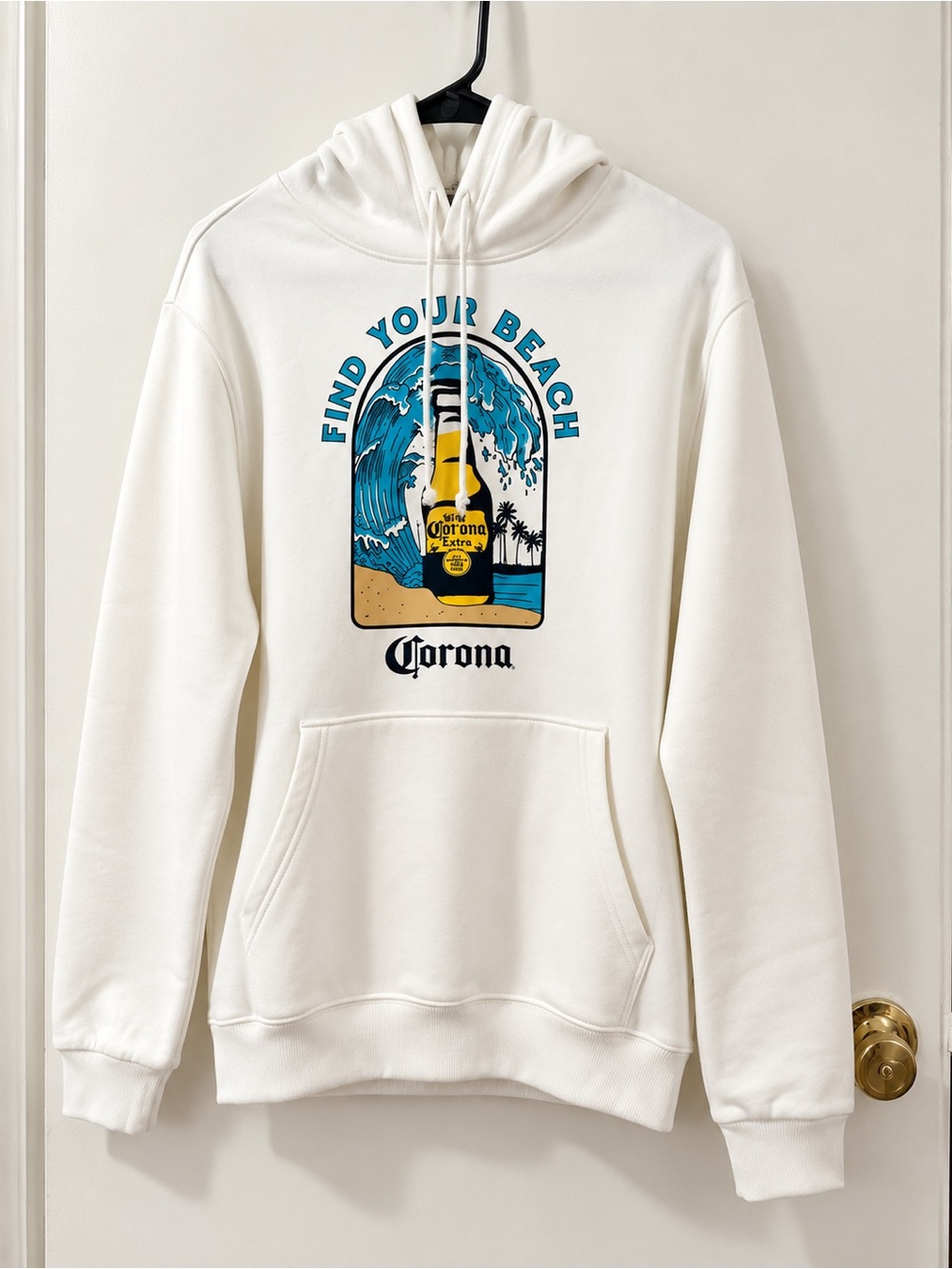 Corona White 'Find Your Beach' Pullover Hoodie SZ Medium